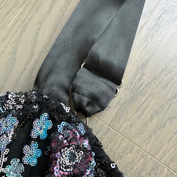 Bronx and Banco Annabell Sequined Sequin Floral Jumpsuit Black Bustier SMALL - Picture 7 of 12